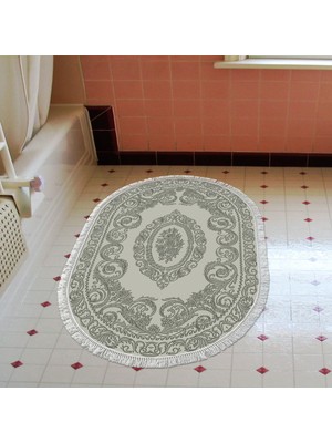 Alanur Home Eko Trend Djt Banyo Paspası Yıkanabilir Kaymaz Taban 747 Oval Klasik Gri
