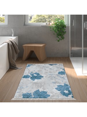 Alanur Home Eko Trend Djt Banyo Paspası Yıkanabilir Kaymaz Taban 660m Suluboya Mavi