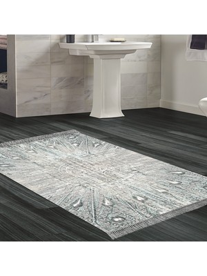 Alanur Home Eko Trend Djt Banyo Paspası Yıkanabilir Kaymaz Taban 743 Modern Mavi