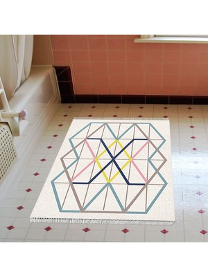 Alanur Home Eko Trend Djt Banyo Paspası Yıkanabilir Kaymaz Taban P1525 Modern Renkli