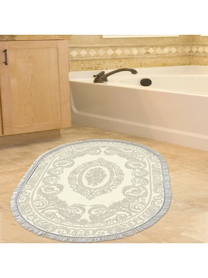 Alanur Home Eko Trend Djt Banyo Paspası Yıkanabilir Kaymaz Taban 747 Oval Klasik Krem