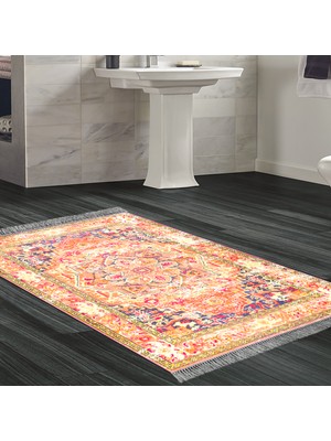 Alanur Home Eko Trend Djt Banyo Paspası Yıkanabilir Kaymaz Taban 1697 Persian Turuncu