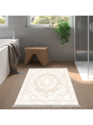 Alanur Home Eko Trend Djt Banyo Paspası Yıkanabilir Kaymaz Taban 747 Klasik Bej
