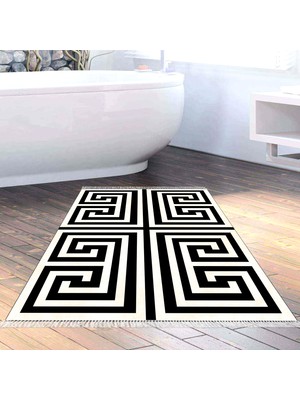 Alanur Home Eko Trend Djt Banyo Paspası Yıkanabilir Kaymaz Taban 658m Modern Siyah