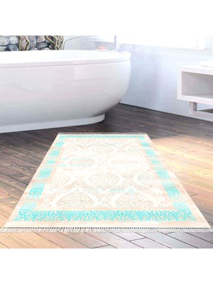 Alanur Home Eko Trend Djt Banyo Paspası Yıkanabilir Kaymaz Taban 1376 Klasik Turkuaz
