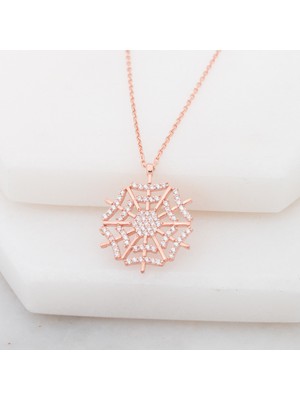 925 Gümüş Kar Tanesi Taşlı 925 Ayar Gümüş Kolye