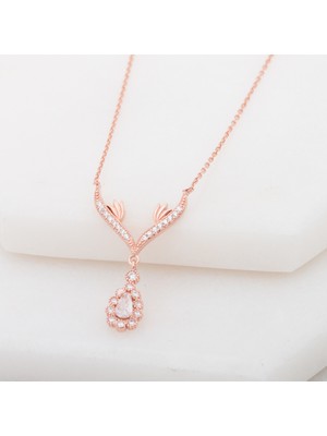 925 Gümüş Zirkon Taşlı Damla 925 Ayar Gümüş Kolye