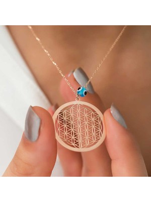 925 Gümüş Yaşam Çiçeği 925 Ayar Gümüş Kolye