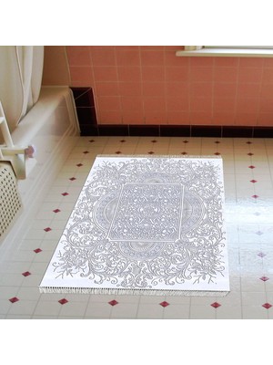 Alanur Home Eko Trend Djt Banyo Paspası Yıkanabilir Kaymaz Taban 1488 Modern Mavi