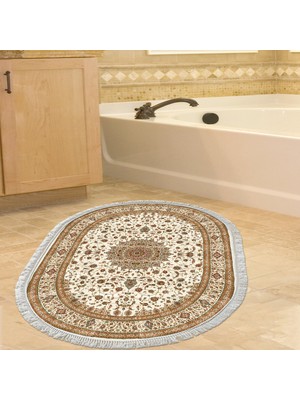 Alanur Home Eko Trend Djt Banyo Paspası Yıkanabilir Kaymaz Taban P1372 Oval Osmanlı Kahve