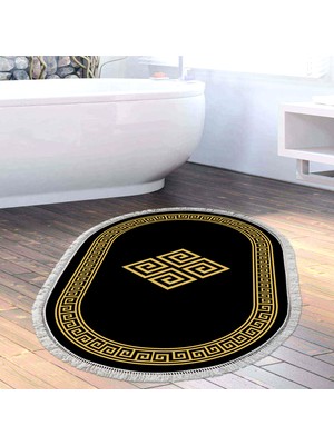 Alanur Home Eko Trend Djt Banyo Paspası Yıkanabilir Kaymaz Taban 656m Oval Modern Gold