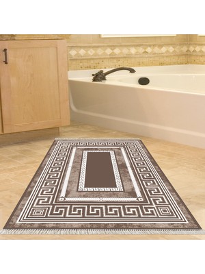 Alanur Home Eko Trend Djt Banyo Paspası Yıkanabilir Kaymaz Taban 651m Modern Kahve