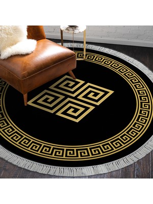 Alanur Home Eko Trend Djt Haı Yıkanabilir Kaymaz Taban 656m Yuvarlak Modern Gold