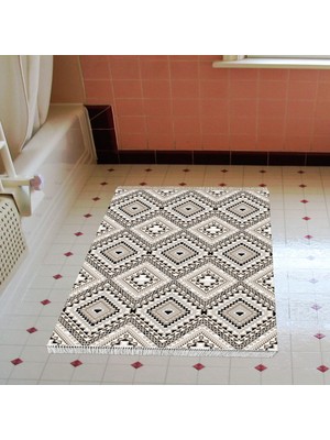Alanur Home Eko Trend Djt Banyo Paspası Yıkanabilir Kaymaz Taban 1931 Iskandinav Kahve Krem