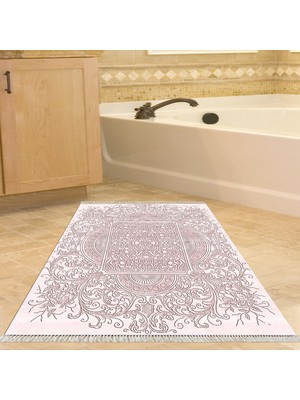 Alanur Home Eko Trend Djt Banyo Paspası Yıkanabilir Kaymaz Taban 1488 Modern Pudra