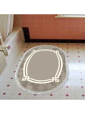 Alanur Home Eko Trend Djt Banyo Paspası Yıkanabilir Kaymaz Taban 657m Oval Modern Camel