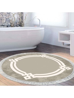 Alanur Home Eko Trend Djt Banyo Paspası Yıkanabilir Kaymaz Taban 657m Yuvarlak Modern Camel