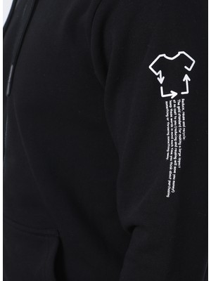 Only & Sons Kapüşonlu Uzun Kollu Normal Kalıp Düz Siyah Erkek Sweatshirt