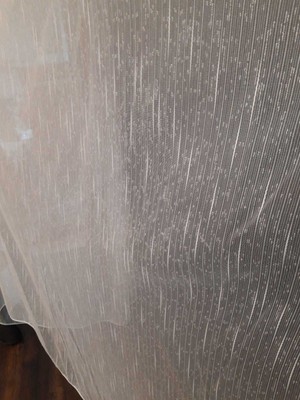 Brc Perde Zülal İnce Çizgili Kırçıllı Petek Zemin Beyaz Tül Perde Düz Pilesiz Dikim