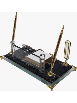 CLK İsme Özel Kabartma Kristal Vip Siyah Set Masasütü İsimlik