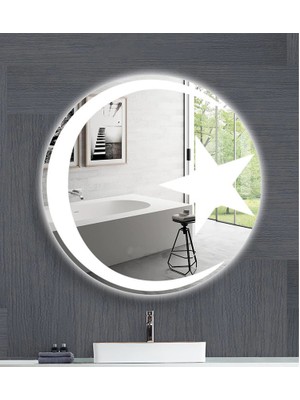Global Led Mirror Banyo Aynası Ay Yıldızlı Ledli Yuvarlak 60 cm Ayna