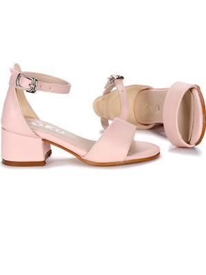 Kiko Kids Sheila Cilt Günlük Kız Çocuk 4 Cm Topuklu Sandalet Abiye Ayakkabı