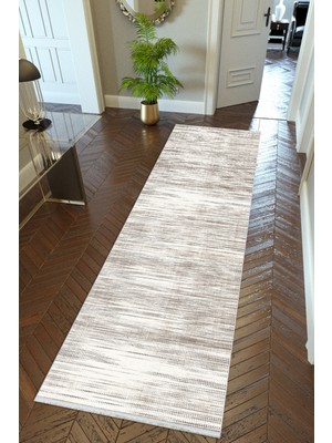 10 Post Online Yolluk Kahverengi Beyaz Kaymaz Kesme Yıkanabilir Ince Dijital Baskı Koridor Halısı