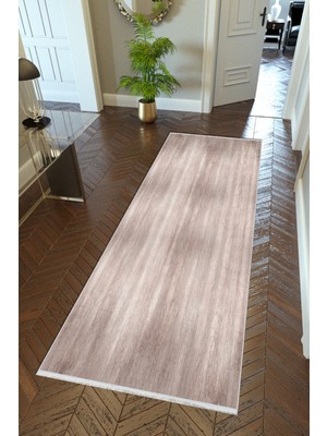 10 Post Online Yolluk Kahverengi Kaymaz Kesme Yıkanabilir Ince Dijital Baskı Koridor Halısı