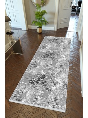 10 Post Online Yolluk Doku Gri Kaymaz Kesme Yıkanabilir Ince Dijital Baskı Koridor Halısı