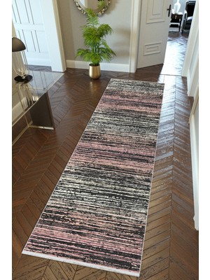 10 Post Online Yolluk Siyah Beyaz Pembe Kaymaz Kesme Yıkanabilir Ince Dijital Baskı Koridor Halısı