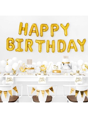 Dipak Gold Renk Happy Birthday Set Folyo Balon (13 Adet)