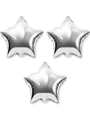 Dipak Parlak Yıldız Şekil Gümüş Folyo Balon (3 Adet)