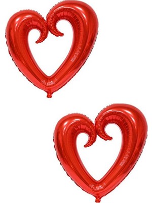 Dipak Kırmızı Renk Içi Boş Kalp Folyo Balon (2 Adet)