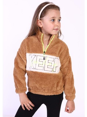 Toontoy Kids Toontoy Kız Çocuk Nakışlı Peluş Sweatshirt