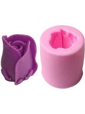 3 Boyutlu 5cm Gonca Gül Çiçek Silikon Kalıp K-069, Kokulu Taş Sabun Alçı Mum Kalıbı