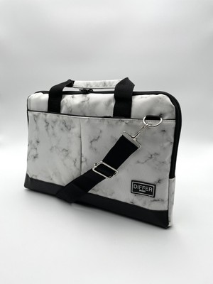 Differ Studio 17'' Inç Beyaz Mermer Desenli Laptop/macbook/notebook/bilgisayar/evrak Çantası