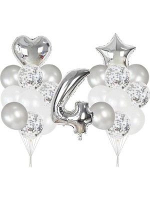 Dipak Gümüş Renk 4 Yaş Balon Seti
