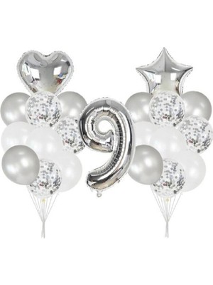 Dipak Gümüş Renk 9 Yaş Balon Seti