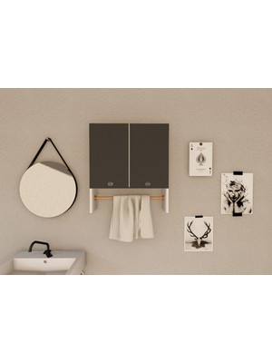Rivek Room Siyah Beyaz Dekoratif Çok Amaçlı Banyo Dolabı