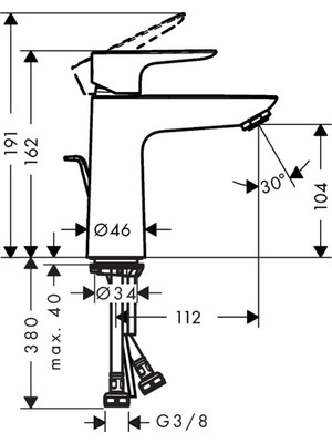 Hansgrohe 71710000 Hg Talis E Tek Kollu Lavabo Bataryası 110 Kumandalı