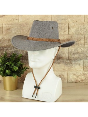 Beyler Burada Yazlık Western Füme Halat Kuşak Erkek Fötr Şapka