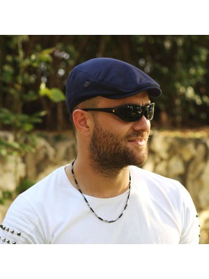 Beyler Burada Yazlık Lacivert Keten Erkek Kasket