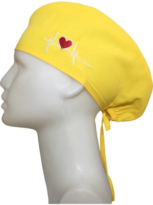 Okanmed Sarı Kalp Atışlı Doktor Hemşire Aşçı Cerrahi Hastane Bonesi Bandana M407