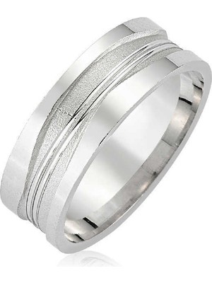 Gumush Gümüş Desenli Bay - Bayan Alyans