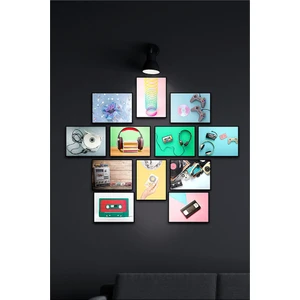 Çerçevesiz Çerçeve Görünümlü Minimal 90'lar Temalı 12 Parça Mdf Tablo Seti Çoklu Baskı Doksanlar ÖZC-MDF12I