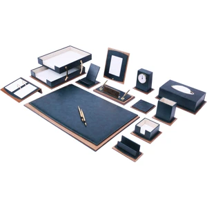 Güner Ofis Star Premium Deri Sümen Takımı Yeşil 14 Parça Ikili Evrak Raflı Isimlik