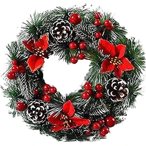 F Fityle 30 cm Yapay Noel Çelenk Renkli Duvar Pencere Çelenk Ev Dekor Çiçekler Için