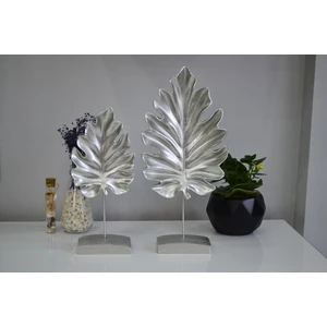 Polyester Çınar Yaprağı Biblo, Hediyelik, Dekoratif Aksesuar, Gümüş (Silver), 2'li Set