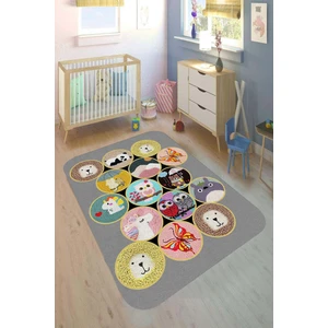 Decomia Home Dijital Baskılı Kaymaz Taban Yıkanabilir Hayvanlar Alemi Gri Çocuk Odası HALISI-D9037