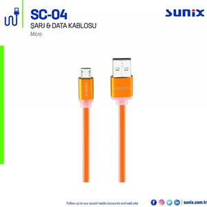 Sc-04 Soft Kablo Micro 3A Çıkışlı Data ve Hızlı Şarj Kablo Turuncu